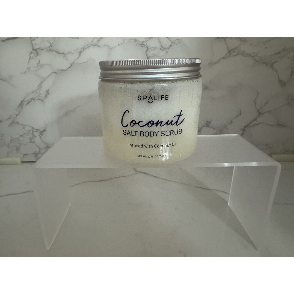 Spa Life Coconut Salt Body Scrub Infused with Coconut Oil 20 oz, Soft Skin New